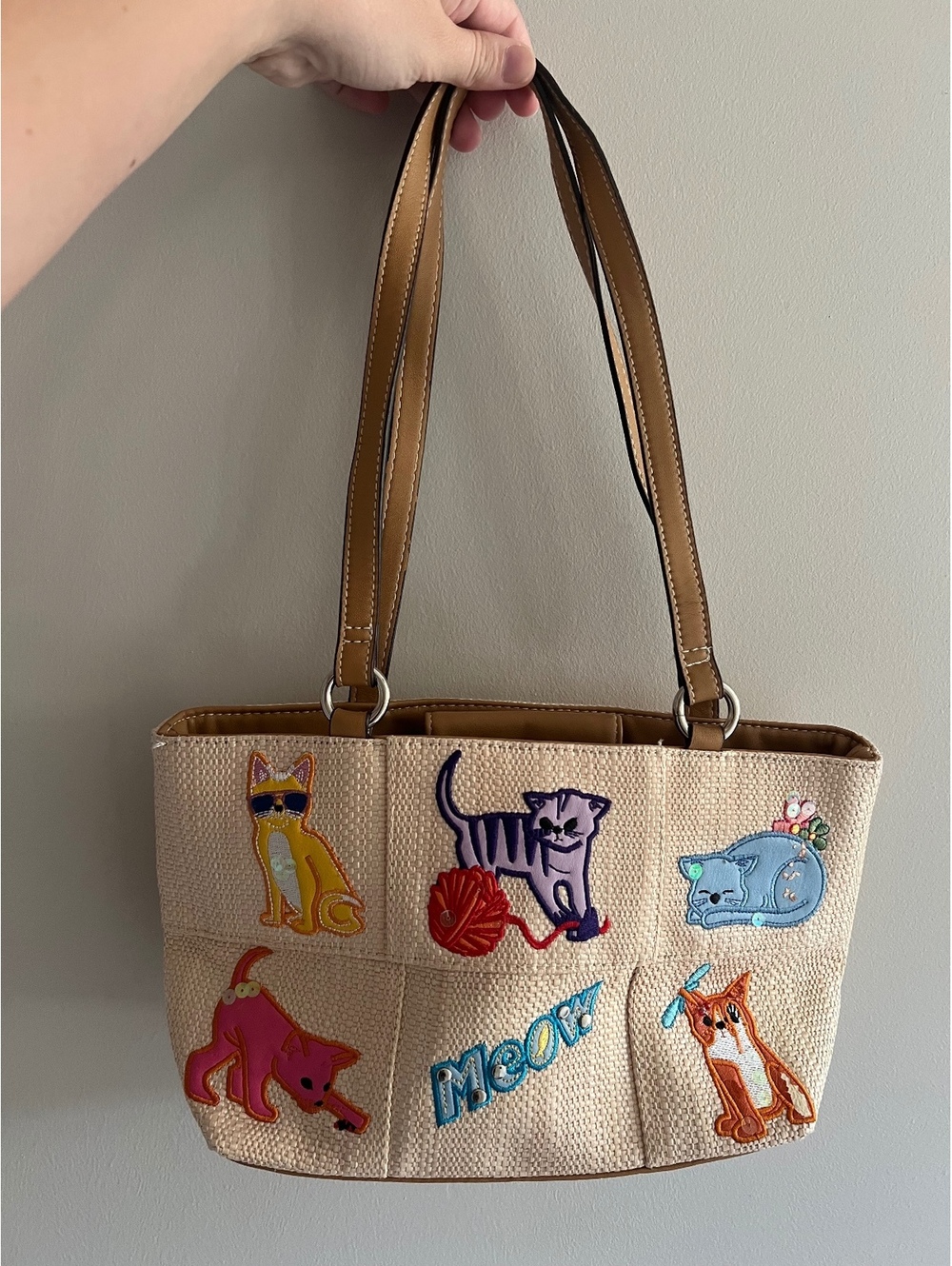 Embroidered Cat Purse